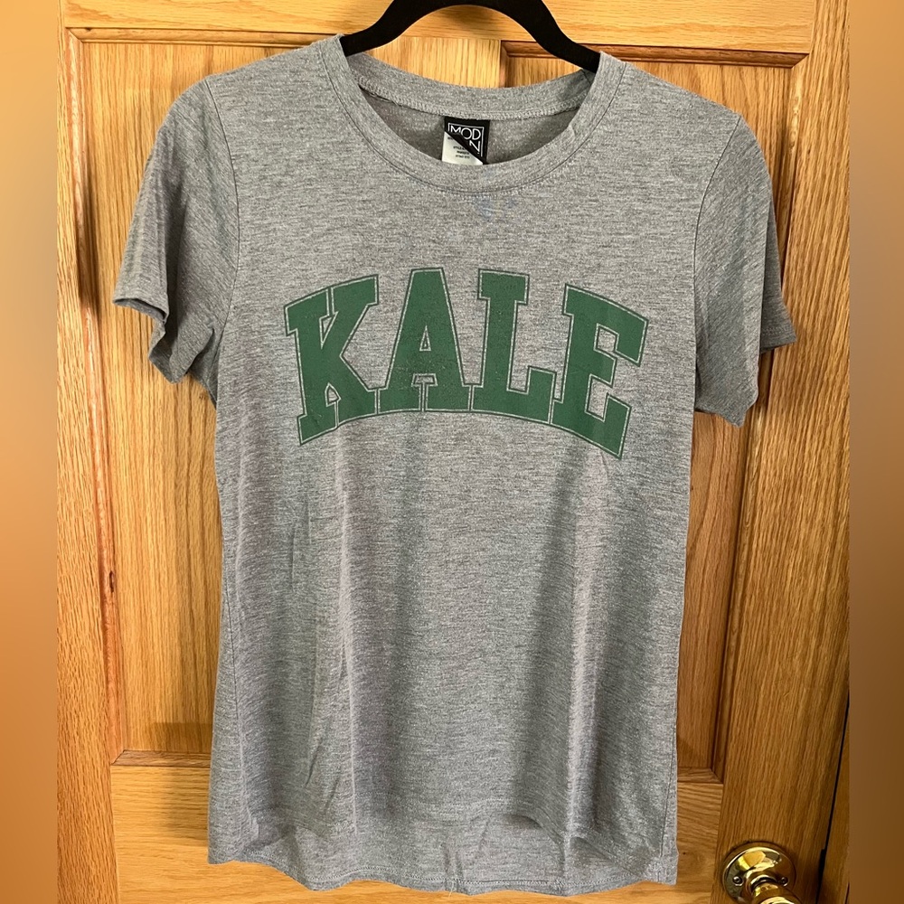 Modern Lux Heather Gray Tee with Green Print